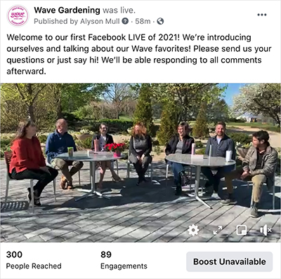Join our Facebook LIVE events this spring on our @WaveGardening social channel