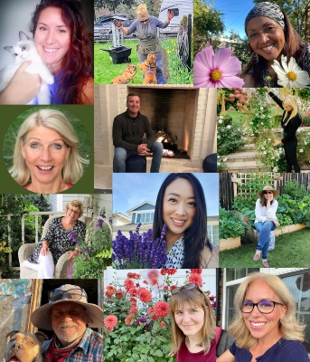 a collage of our 2022 Pink Pot Ambassadors for Wave Petunias.
