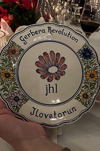 A special, hand-painted plate that honors Gerbera Revolution