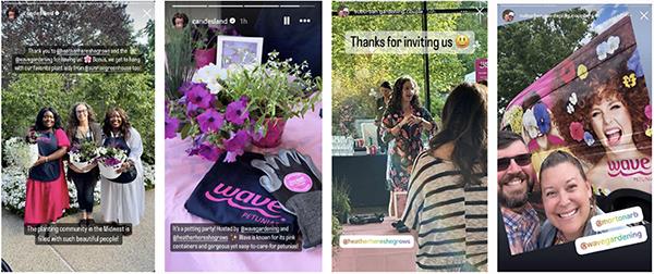 Instagram reels and posts from the potting party guests