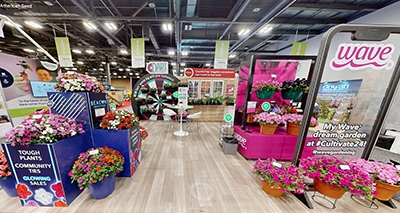 Tradeshow flower booth with plenty to see