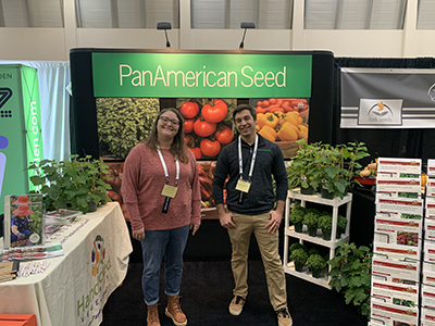 PanAmerican Seed team standing in front of their booth display at GLExpo 2024