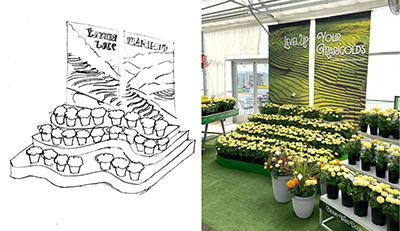 Sketch image and Marigold Lanna Lace display at CAST26