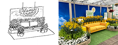 Sketch image and Sunflower Always Sunny display at CAST26