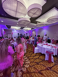 Party decorated in hot pink colors