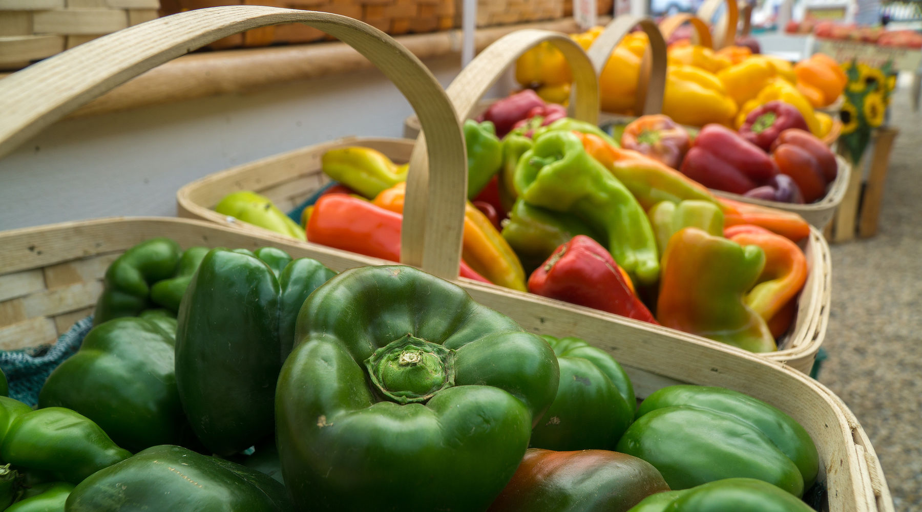 Slide of peppers in baskets