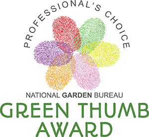 The NGB Professiona's Choice Green Thumb Award logo with colorful thumbprint in a flower bloom pattern.