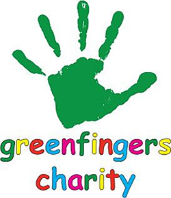Green finger paint of a child's hand - Greenfingers logo