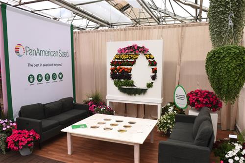 The PanAmerican Seed logo built with flowers