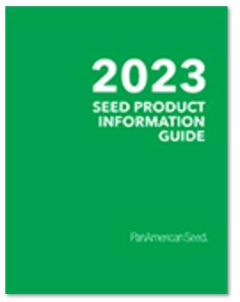 A solid green booklet cover of the 2023 Seed Product Information Guide.